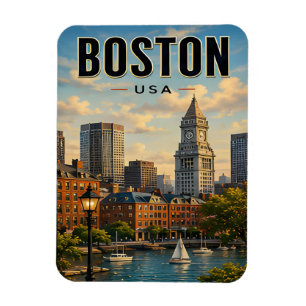 Boston Massachusetts Historic Harbor Landscape Magnet
