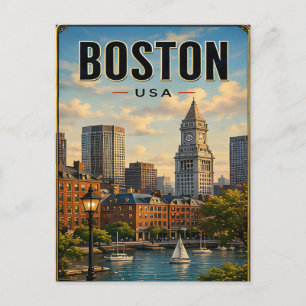 Boston Massachusetts Historic Harbor Landscape Postcard