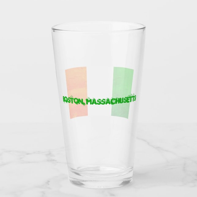 Boston Massachusetts Irish Vibes – Flag Design Glass (Front)