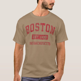 Boston Massachusetts MA Vintage Sports Design Red T-Shirt