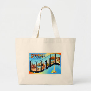 Boston Massachusetts MA Vintage Travel Souvenir Large Tote Bag