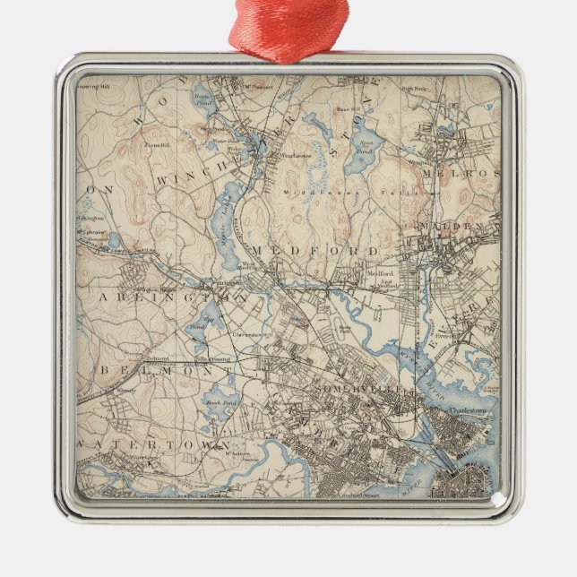 Boston, Massachusetts Metal Ornament (Front)