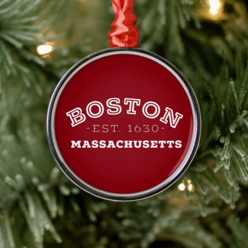 Boston Massachusetts Metal Ornament