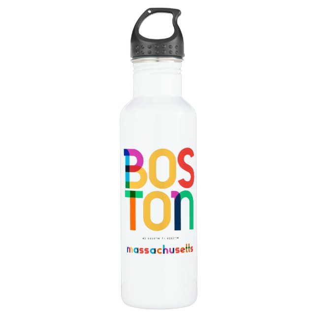 Boston Massachusetts Mid Century, Pop Art, Stainless Steel Water Bottle (Front)