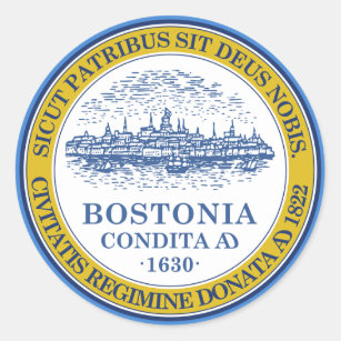 Boston Massachusetts Official City Seal, Color Classic Round Sticker