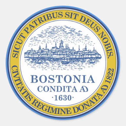 Boston Massachusetts Official City Seal Color Classic Round Sticker