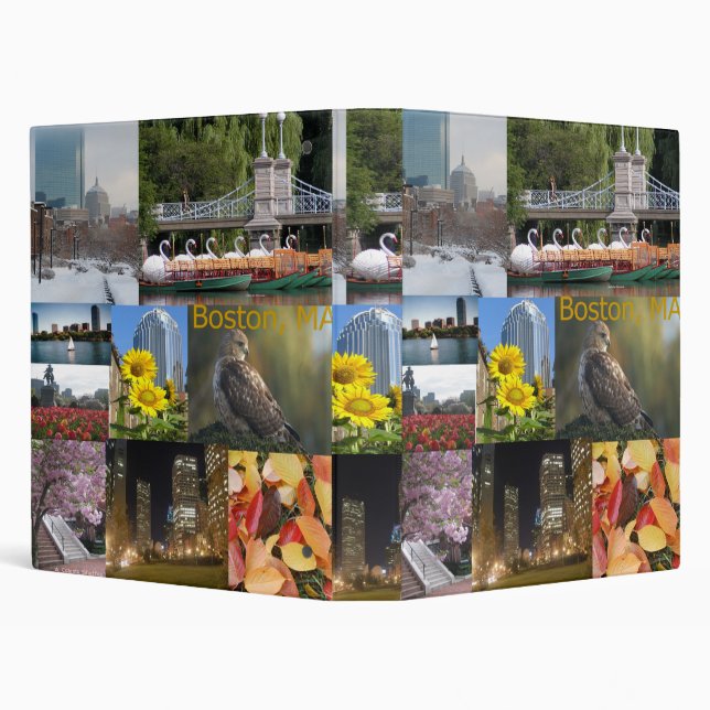 Boston, Massachusetts Photo Collage 3 Ring Binder (Background)