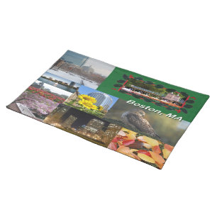 Boston, Massachusetts Photo Collage Cloth Placemat
