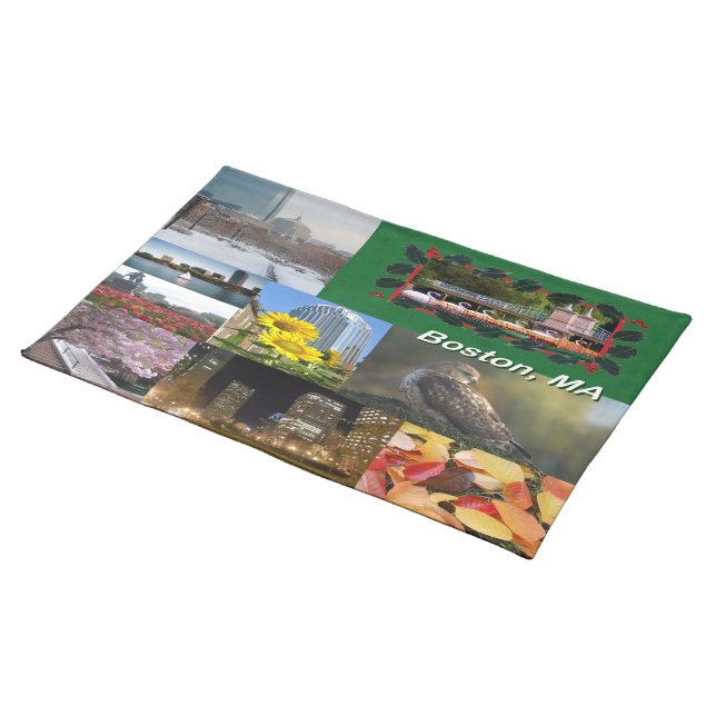 Boston, Massachusetts Photo Collage Cloth Placemat (On Table)