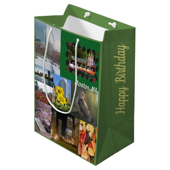Boston, Massachusetts Photo Collage Medium Gift Bag (Front Angled)