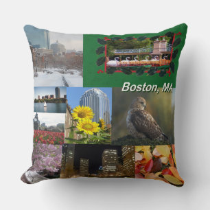 Boston, Massachusetts Photo Collage Throw Pillow