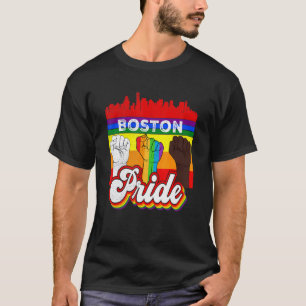 Boston Massachusetts Rainbow Gay Pride Flag Lgbt T-Shirt