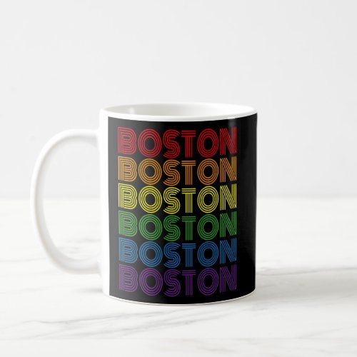 Boston Massachusetts Retro Rainbow Vintage City  M Coffee Mug