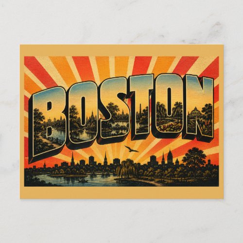Boston Massachusetts River Gardens Parks Art Postcard