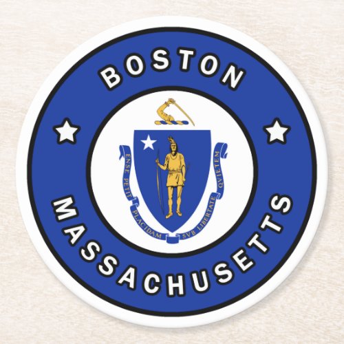 Boston Massachusetts Round Paper Coaster