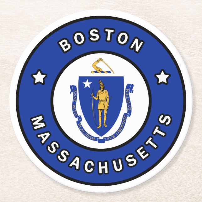 Boston Massachusetts Round Paper Coaster (Front)
