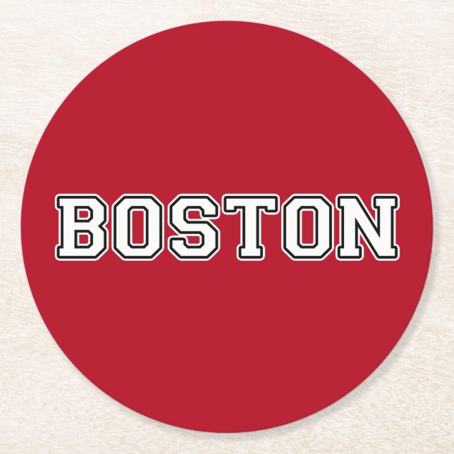 Boston Massachusetts Round Paper Coaster (Front)