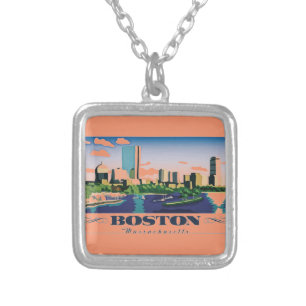 Boston, Massachusetts Silver Plated Necklace