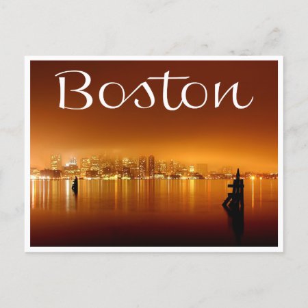 Boston, Massachusetts, Skyline At Night Post Card