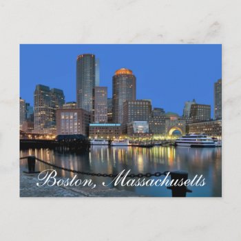 Boston Massachusetts Skyline At Sunset  Post Card by merrydestinations at Zazzle