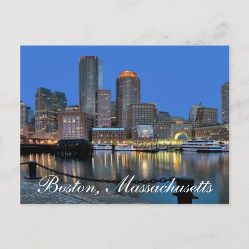 Boston Massachusetts Skyline at Sunset  Post Card