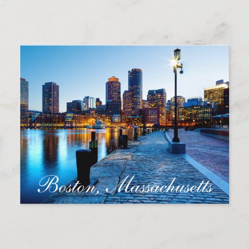 Boston Massachusetts Skyline at Sunset  Post Card