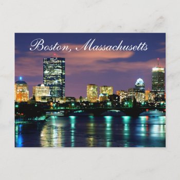 Boston Massachusetts Skyline At Sunset  Postcard by merrydestinations at Zazzle