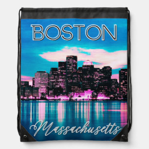 Boston Massachusetts Skyline Drawstring Bag