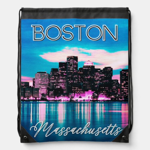 Boston Massachusetts Skyline      Drawstring Bag