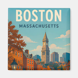 Boston Massachusetts Skyline Historic Travel Memor Magnet