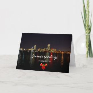 Boston Massachusetts Skyline Holiday Christmas Car Card