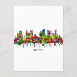 Boston Massachusetts Skyline Holiday Postcard