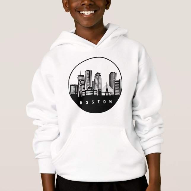 Boston Massachusetts Skyline Hoodie (Front)