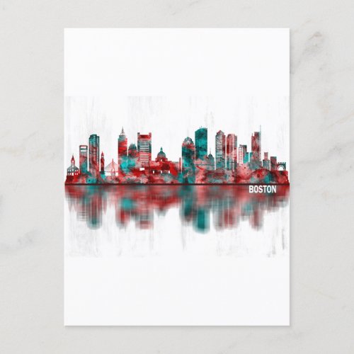 Boston Massachusetts Skyline Invitation Postcard