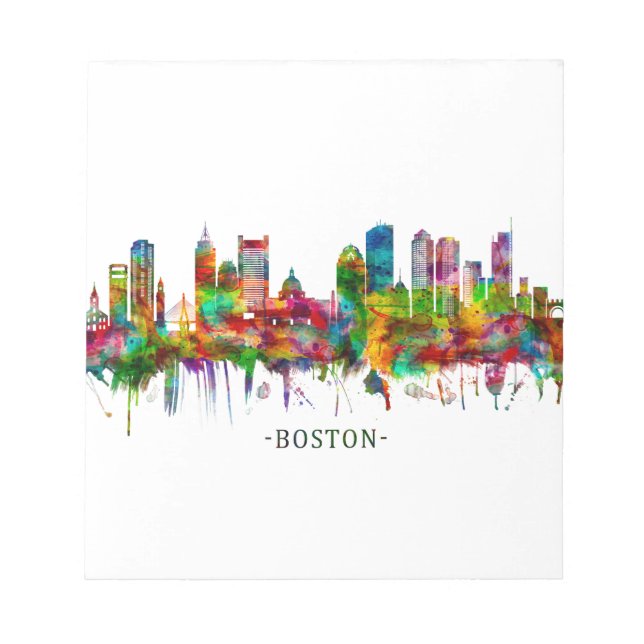 Boston Massachusetts Skyline Notepad (Front)