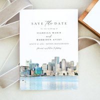 BOSTON MASSACHUSETTS Skyline Save the Date Invitat
