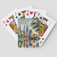 Boston Massachusetts Skyline Travel Art Vintage