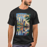 Boston Massachusetts Skyline Travel Art Vintage T-Shirt