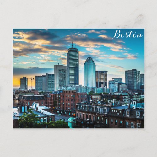 Boston Massachusetts Skyline Travel Photo Postcard