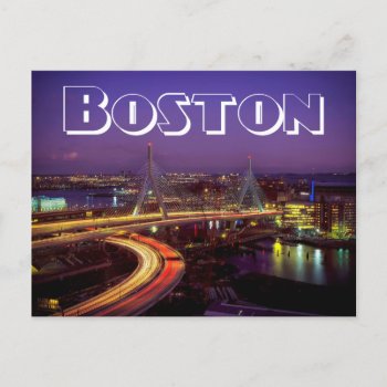 Boston Massachusetts Skyline Usa - Zakim Bridge Postcard by merrydestinations at Zazzle