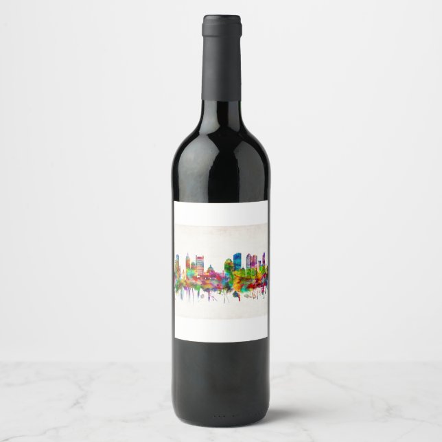 Boston Massachusetts Skyline Wine Label (Front)