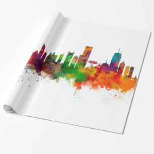Boston Massachusetts Skyline Wrapping Paper