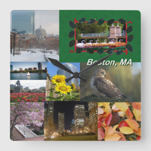 Boston, Massachusetts Square Wall Clock