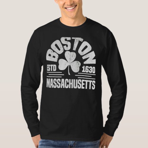 Boston Massachusetts St Patricks Day Irish Shamroc T_Shirt