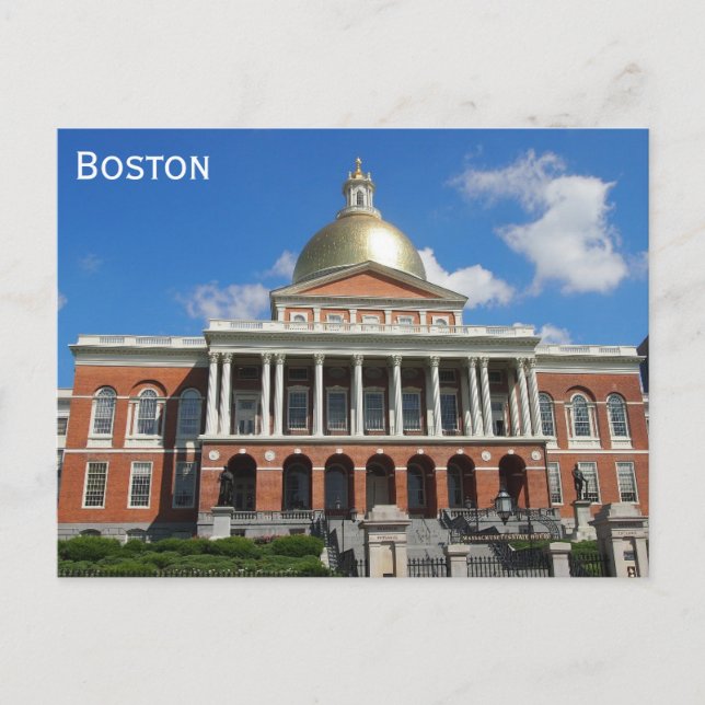 Boston Massachusetts State Capitol Travel Postcard (Front)