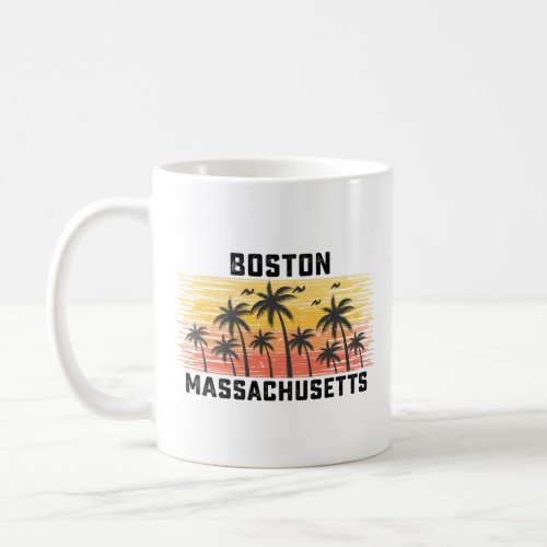 Boston Massachusetts Summer Retro VIntage Vacation Coffee Mug