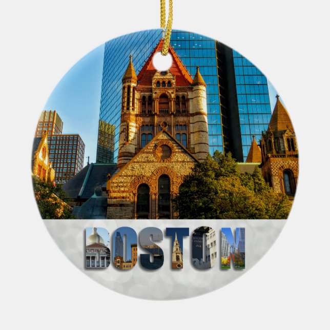 Boston Massachusetts Trinity Church Copley Square Ceramic Ornament (Front)