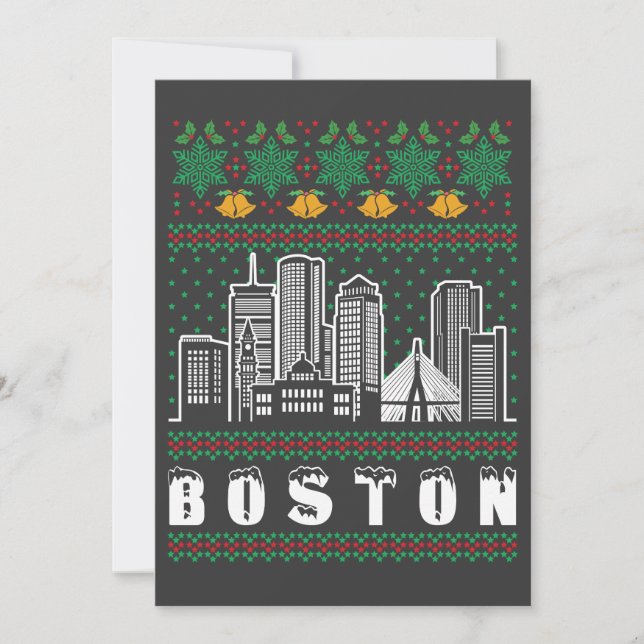 Boston Massachusetts Ugly Christmas Invitation (Front)