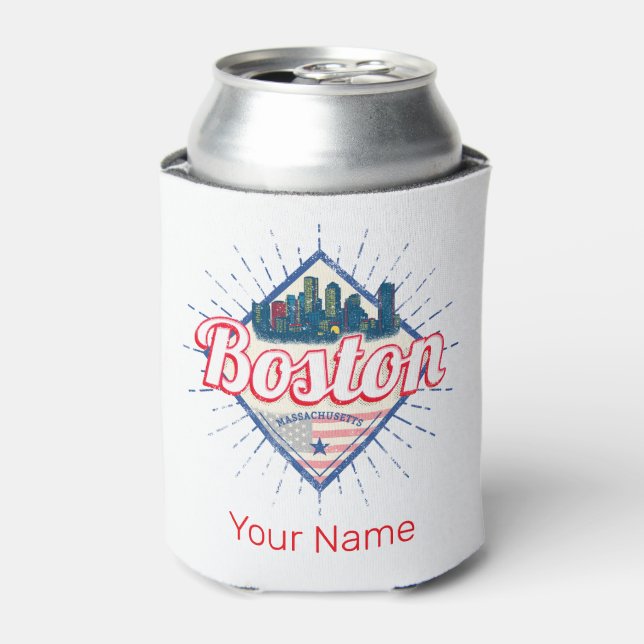 Boston Massachusetts United States Vintage USA Can Cooler (Can Front)