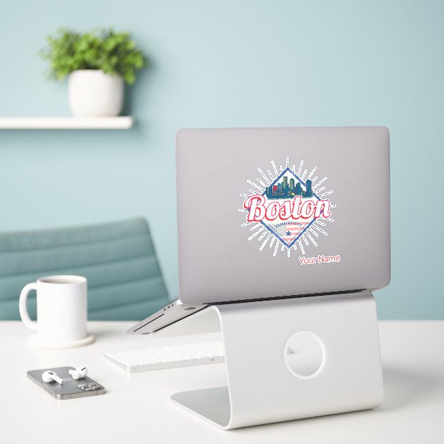 Boston Massachusetts United States Vintage USA Sticker (Laptop On Desk)